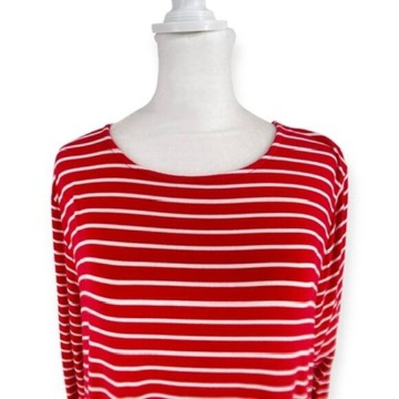 Old Navy Jersey Knit Striped Red & White Swing Dress Long Sleeves XL Tall - Picture 2 of 7
